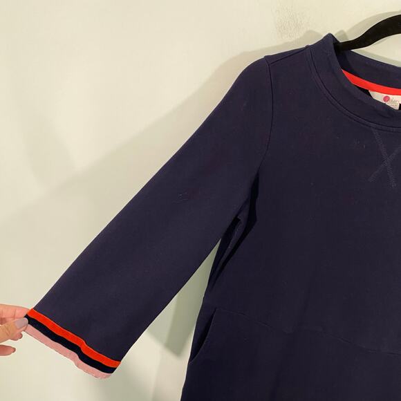 Boden Navy Livia Velvet Striped Cuff Quarter Sleeve Sweatshirt Dress Size 6R - Picture 6 of 9